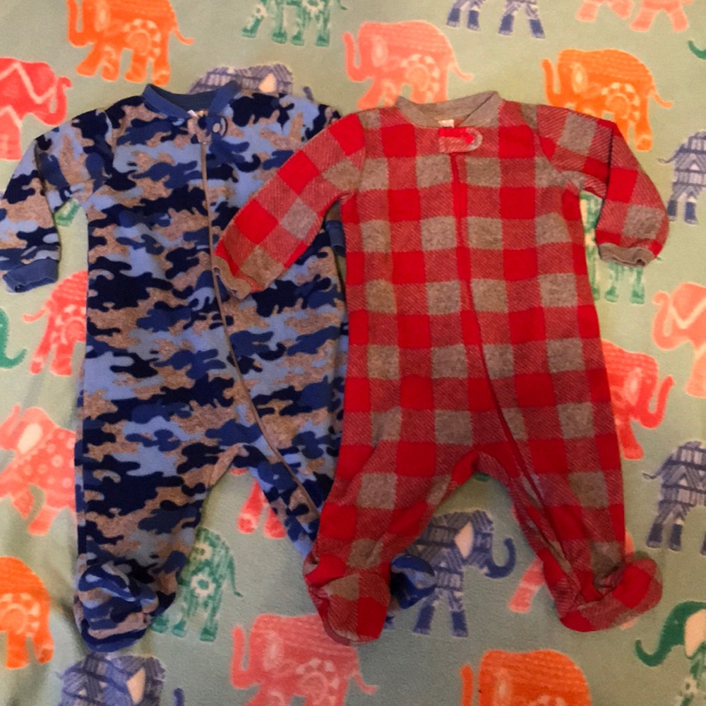2 pair infant boy sleepers w feet